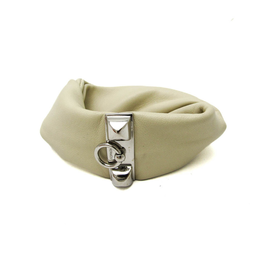 HERMES Cream Leather Bracelet